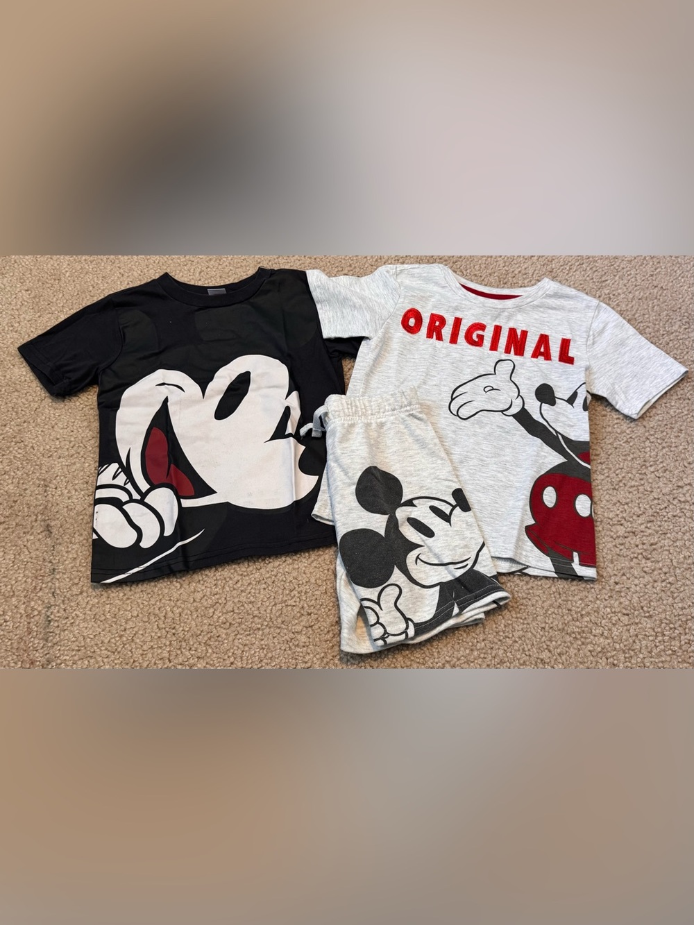 Disney Kids Mickey Mouse Black & Gray Matching Set with Red Lettering